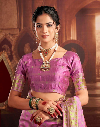 Orchid Pink Silk Woven Paithani Saree
