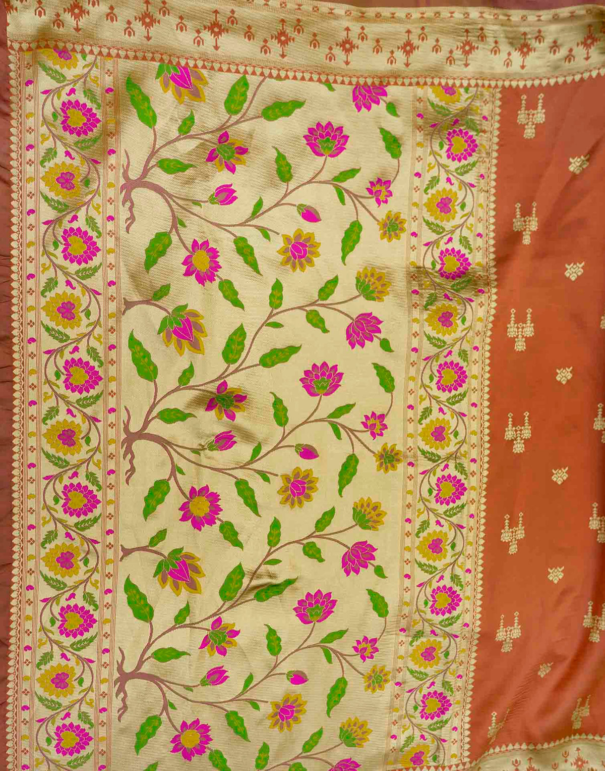 Rust Silk Woven Paithani Saree