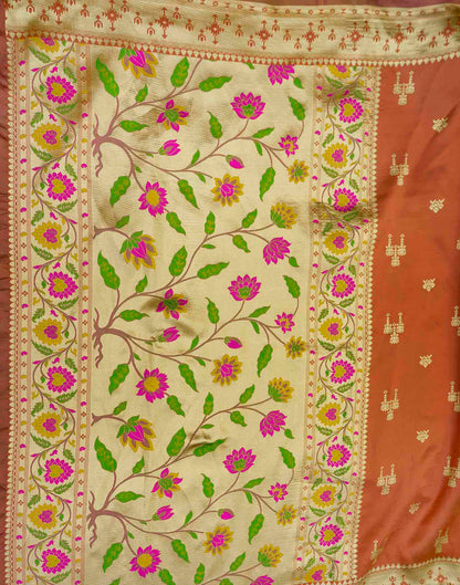 Rust Silk Woven Paithani Saree