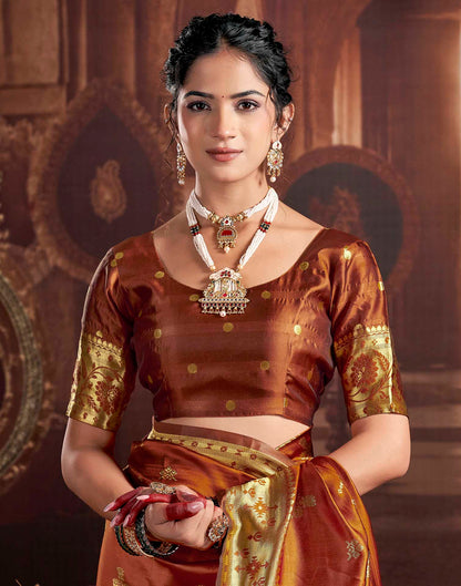 Rust Silk Woven Paithani Saree