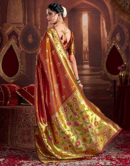 Rust Silk Woven Paithani Saree
