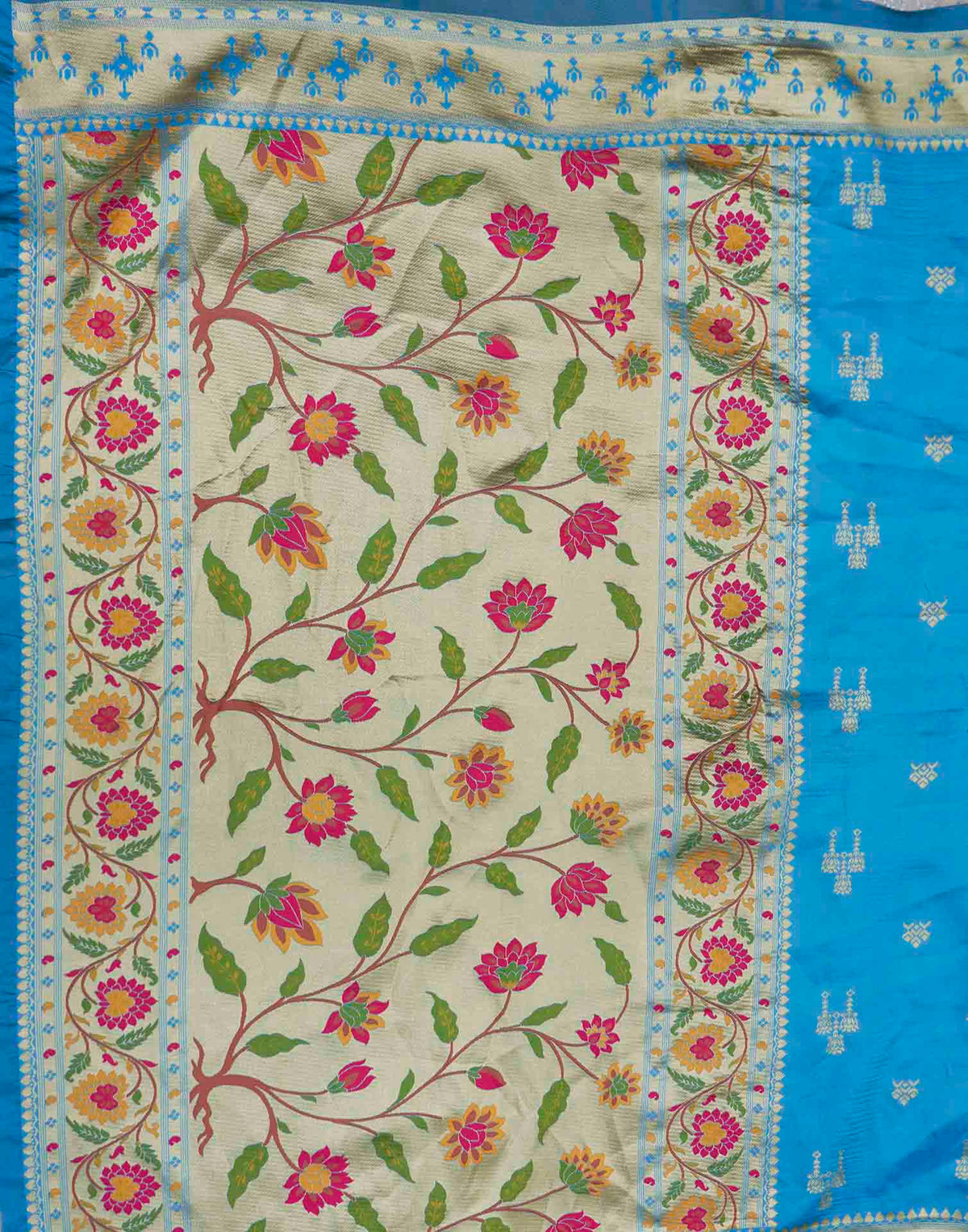 Teal Blue Silk Woven Paithani Saree