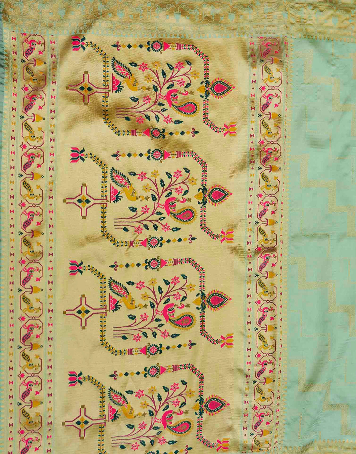 Pista Green Silk Woven Paithani Saree