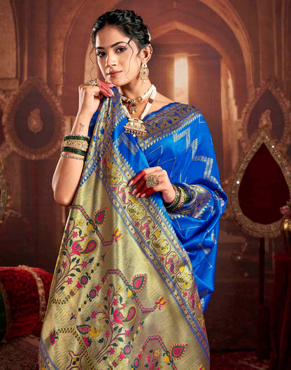Royal Blue Silk Woven Paithani Saree