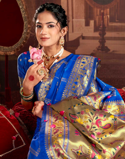 Royal Blue Silk Woven Paithani Saree