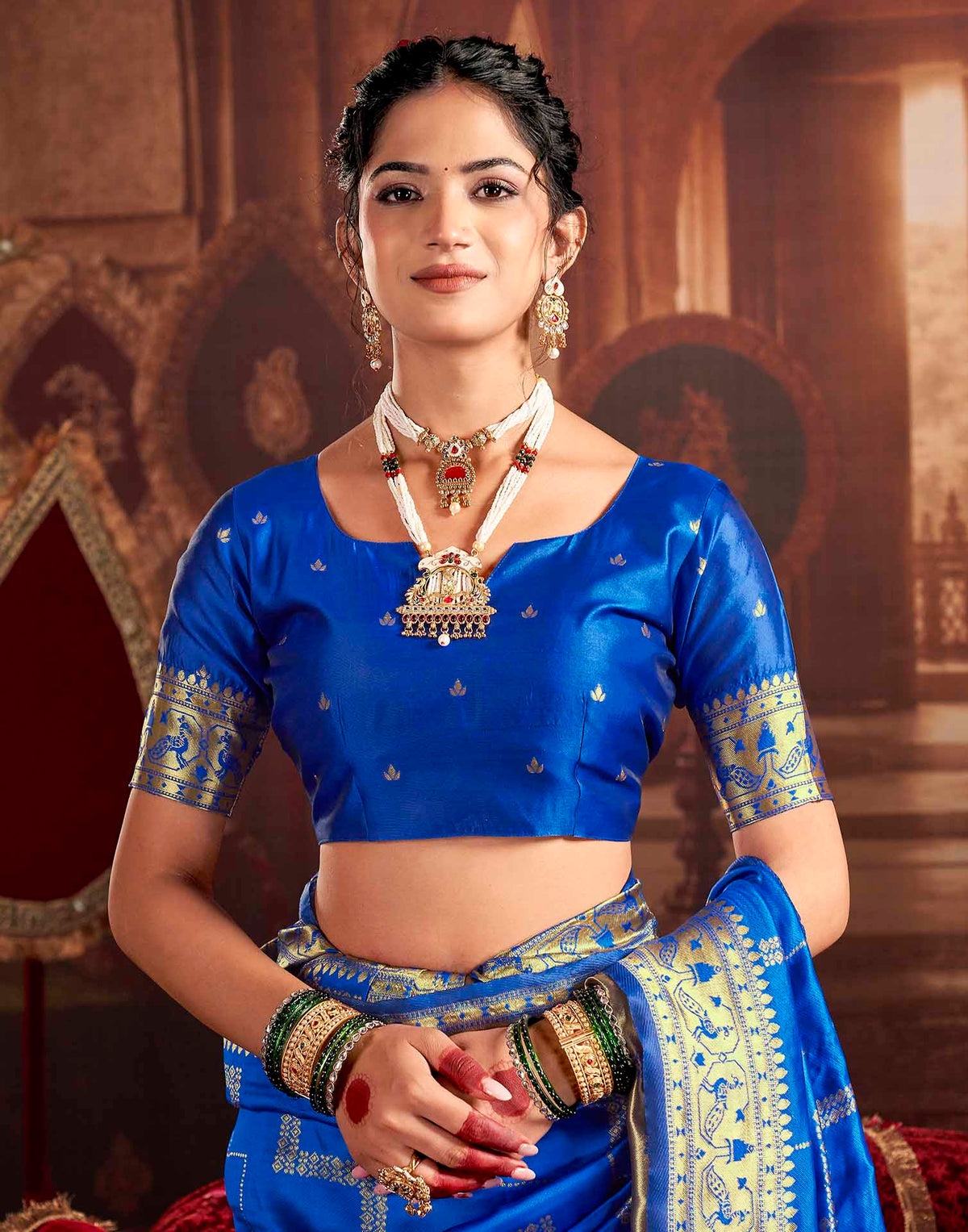 Royal Blue Silk Woven Paithani Saree