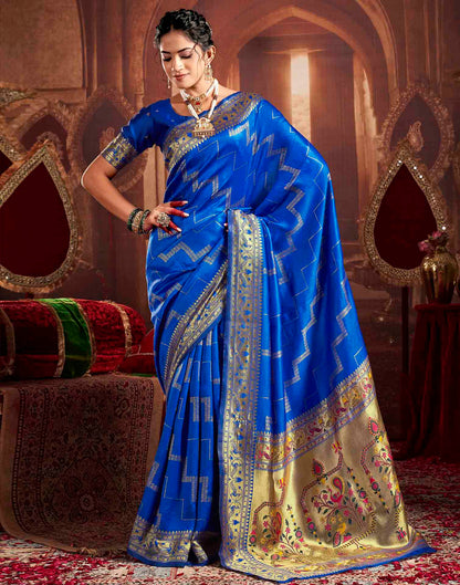 Royal Blue Silk Woven Paithani Saree