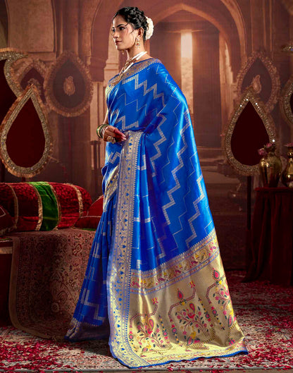 Royal Blue Silk Woven Paithani Saree
