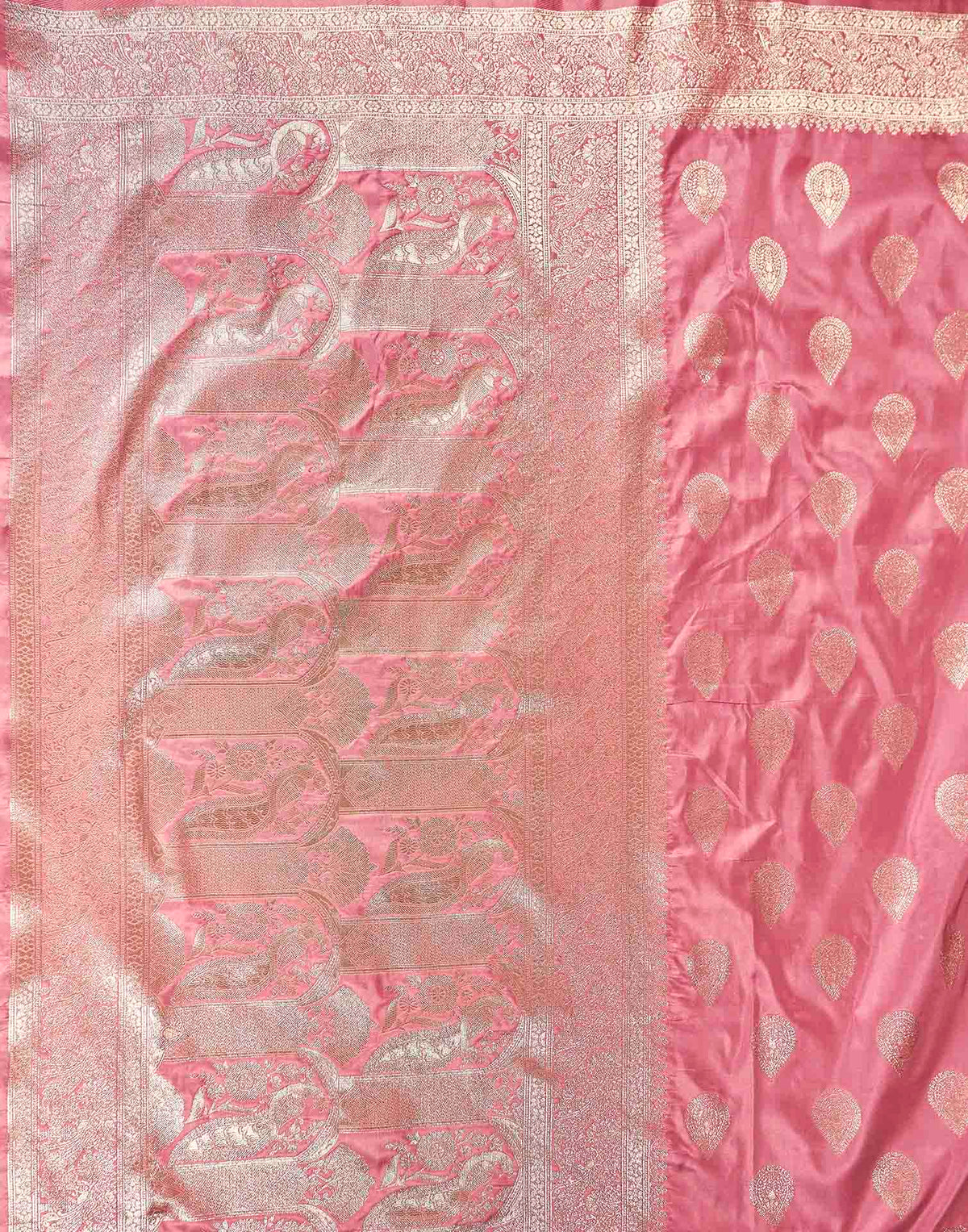 Dusty Rose Pink Silk Woven Banarasi Saree