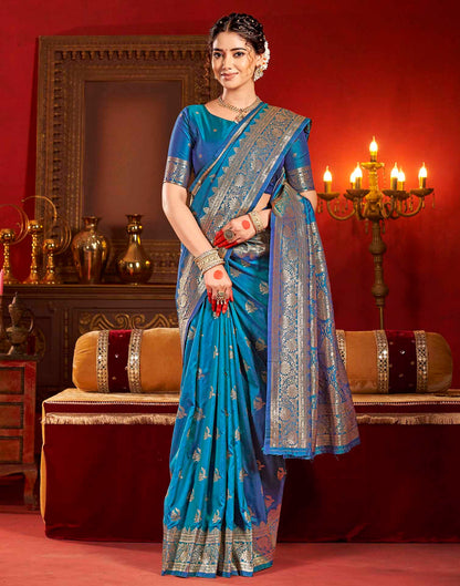 Royal Blue Silk Woven Banarasi Saree