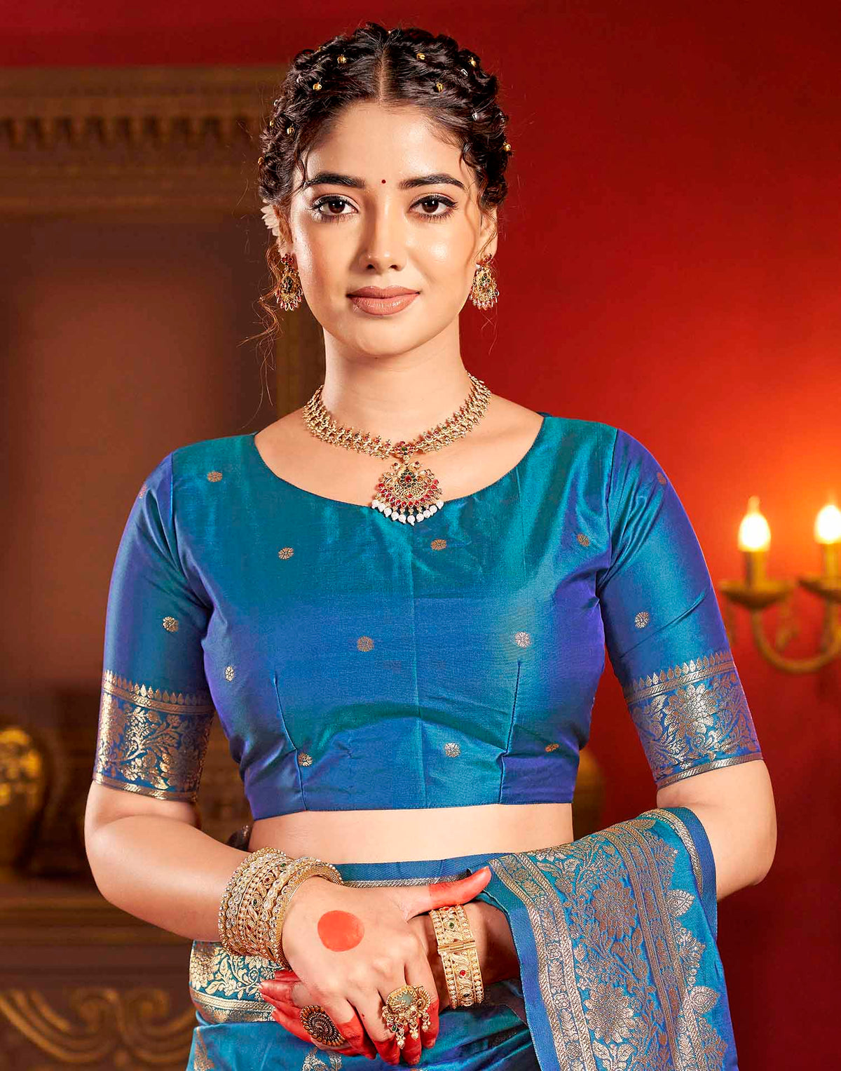 Royal Blue Silk Woven Banarasi Saree