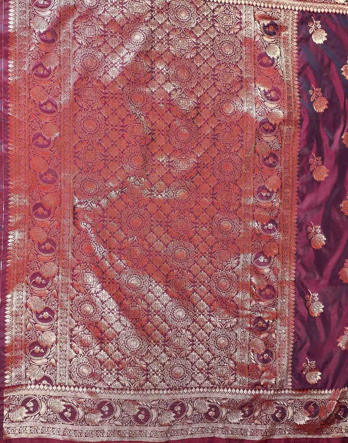 Wine Silk Woven Banarasi Saree