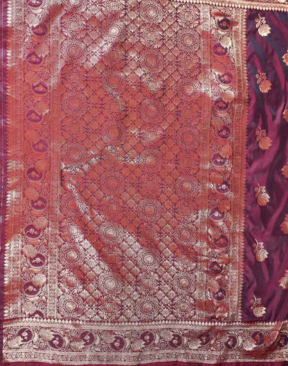 Wine Silk Woven Banarasi Saree