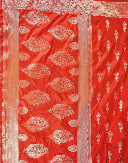 Bright Red Silk Woven Banarasi Saree
