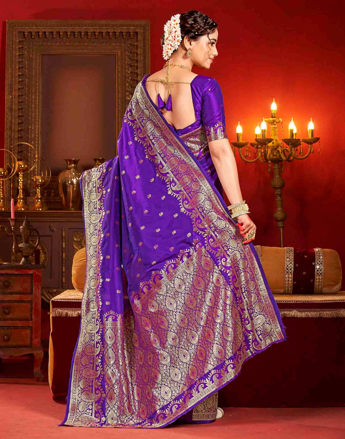Royal Purple Silk Woven Banarasi Saree