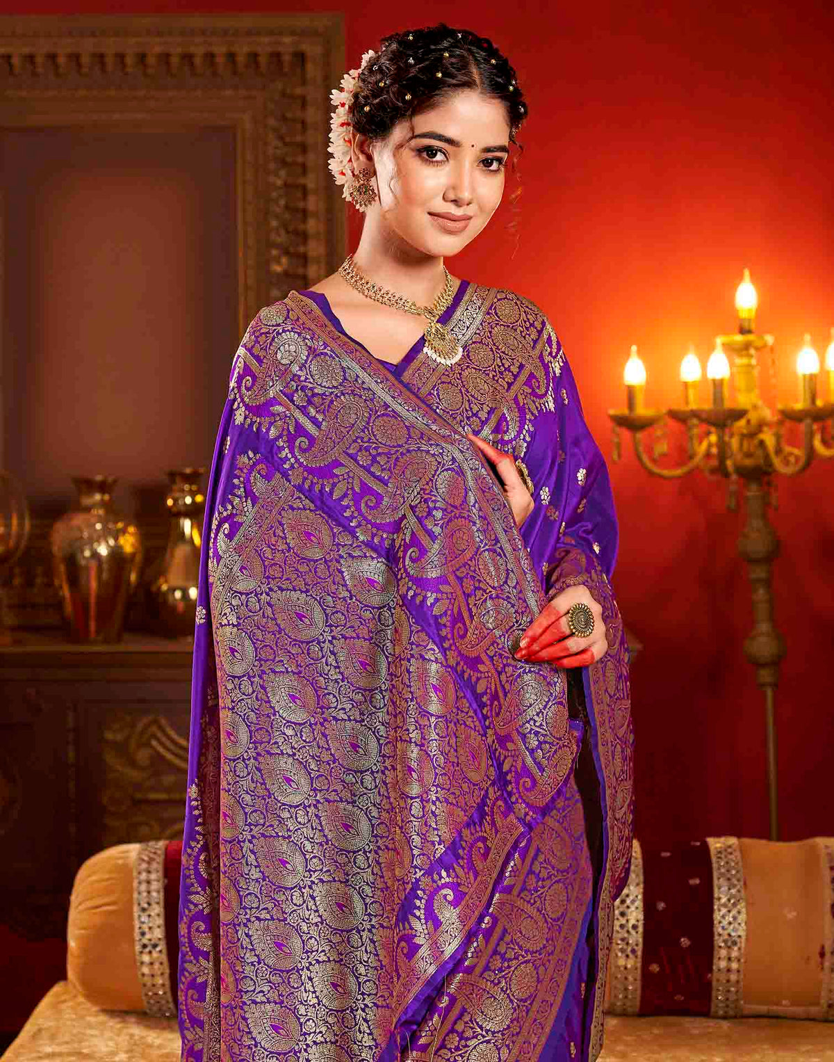 Royal Purple Silk Woven Banarasi Saree