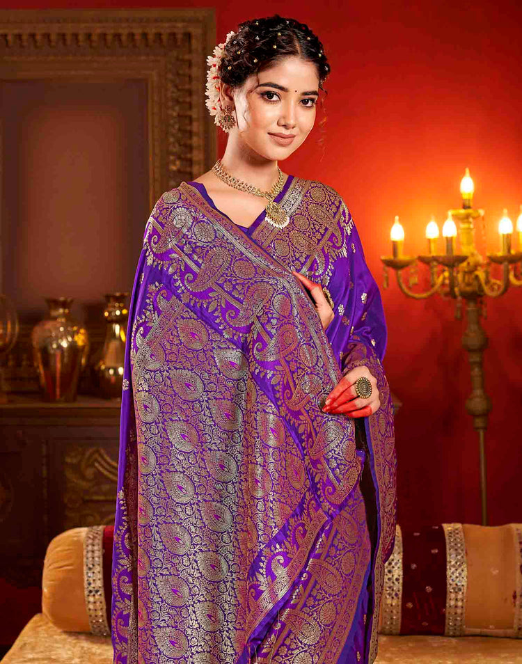 Royal Purple Silk Woven Banarasi Saree