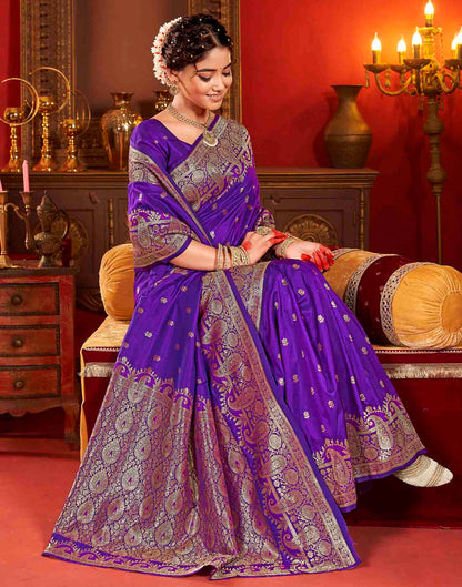 Royal Purple Silk Woven Banarasi Saree