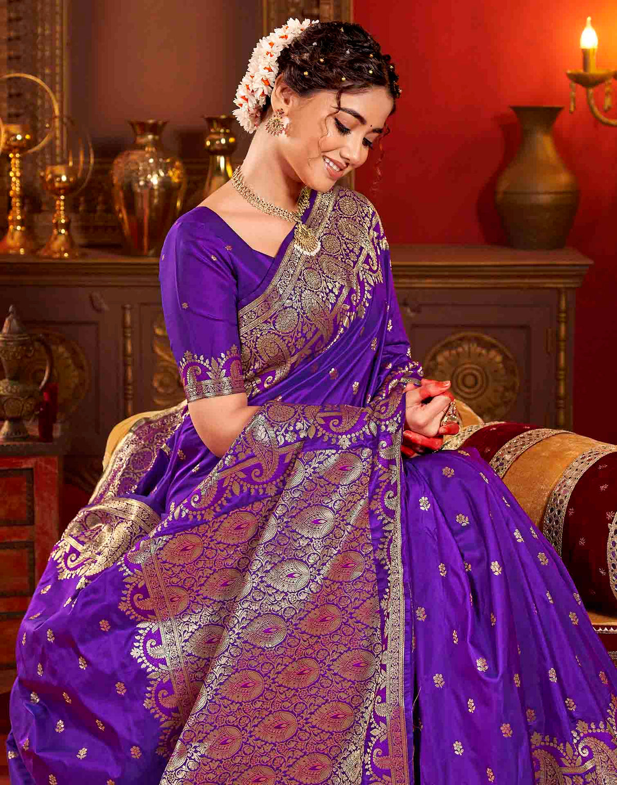Royal Purple Silk Woven Banarasi Saree