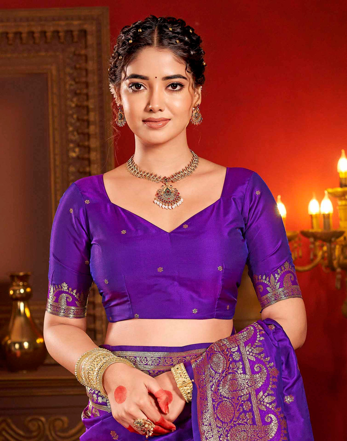 Royal Purple Silk Woven Banarasi Saree