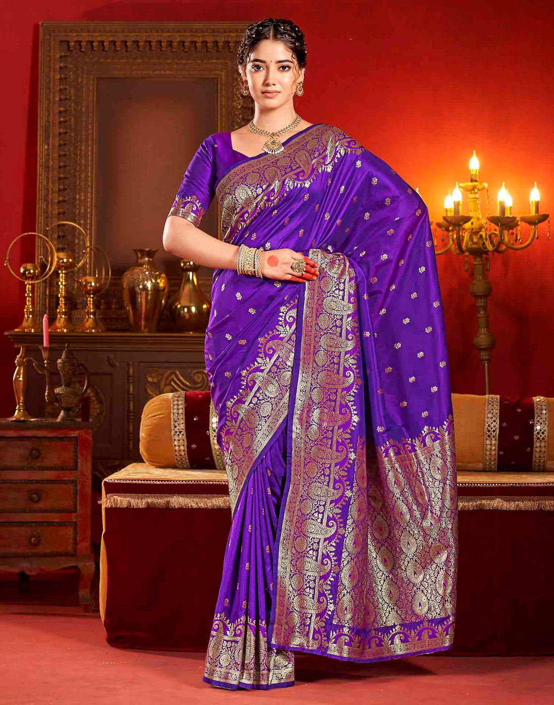 Royal Purple Silk Woven Banarasi Saree