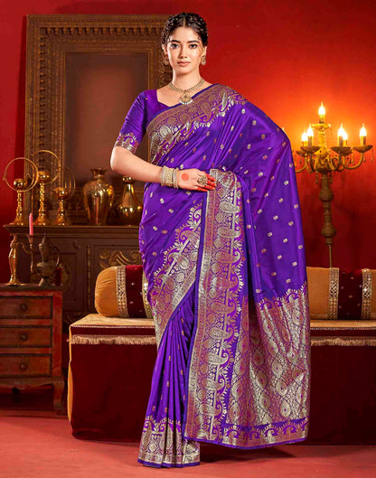 Royal Purple Silk Woven Banarasi Saree