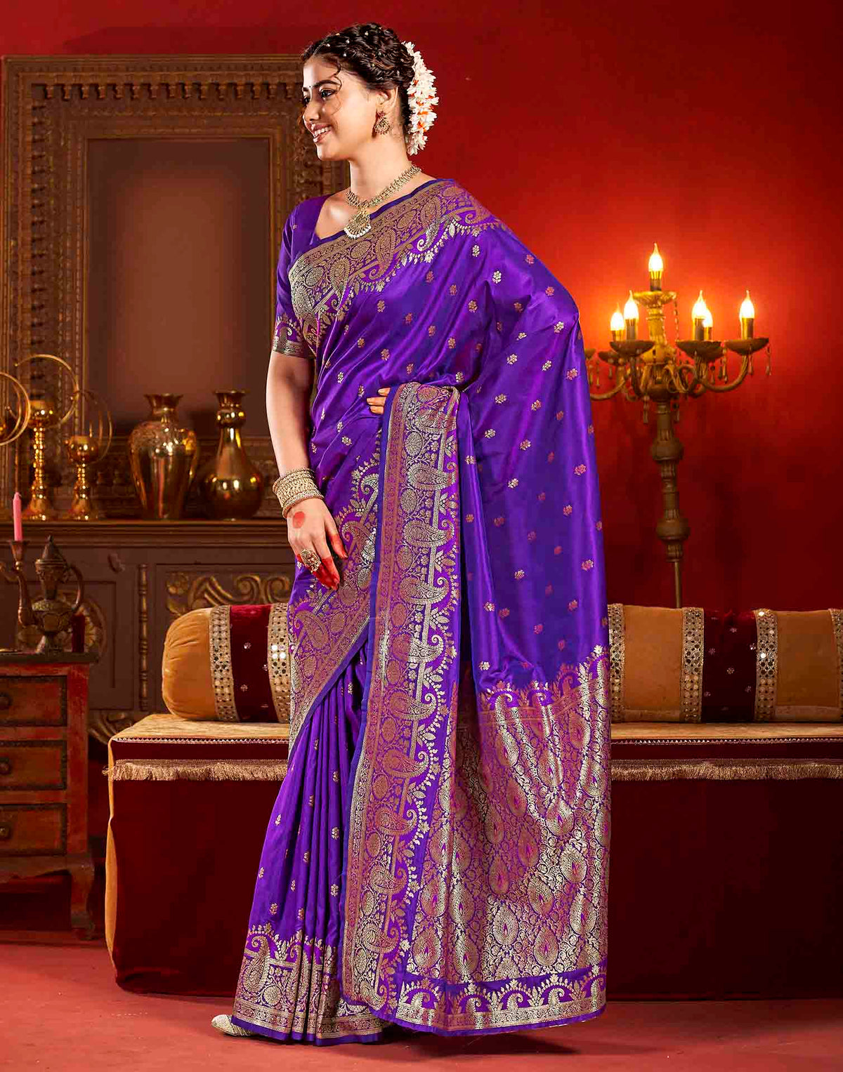 Royal Purple Silk Woven Banarasi Saree