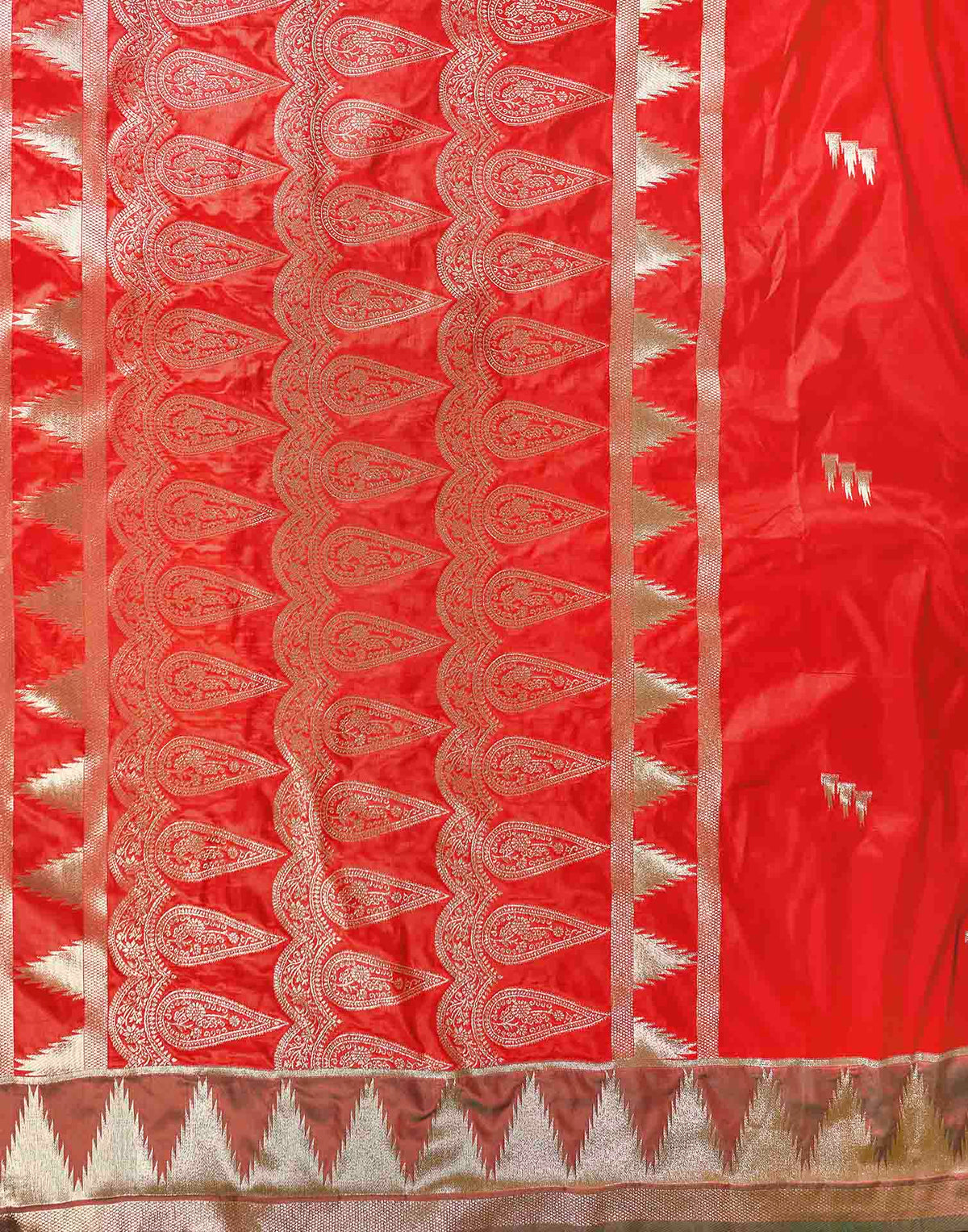 Bright Red Silk Woven Banarasi Saree