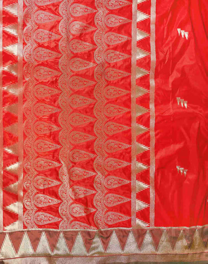 Bright Red Silk Woven Banarasi Saree