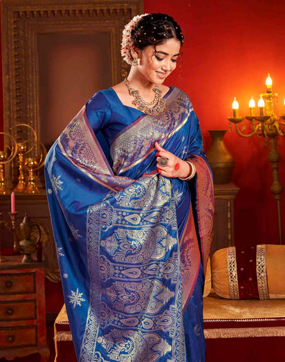 Royal Blue Silk Woven Banarasi Saree