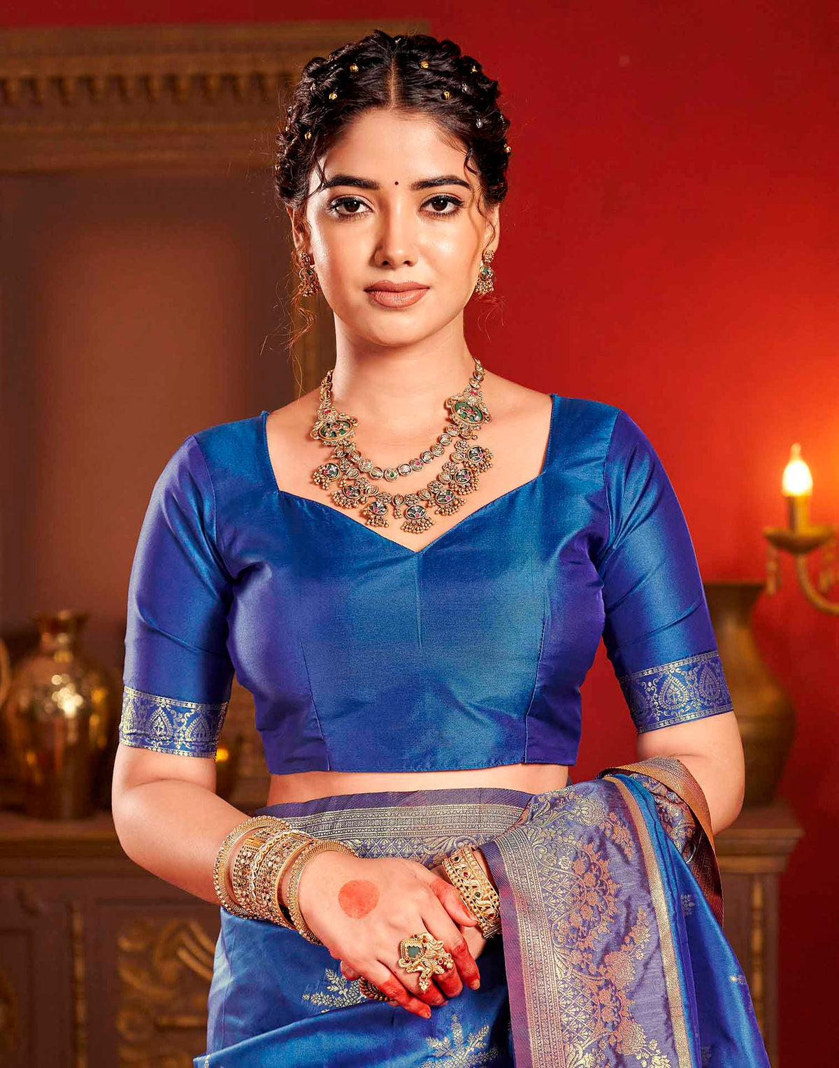 Royal Blue Silk Woven Banarasi Saree