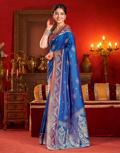 Royal Blue Silk Woven Banarasi Saree