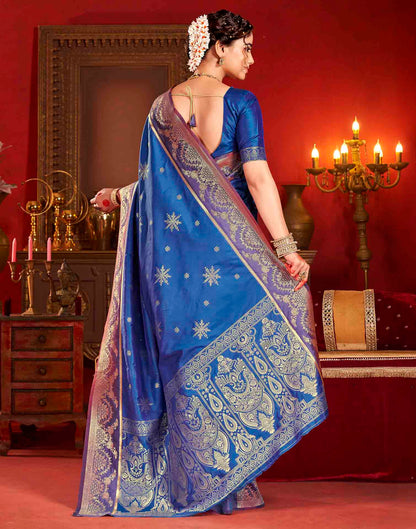 Royal Blue Silk Woven Banarasi Saree