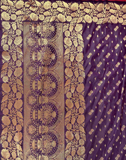 Deep Purple Silk Woven Banarasi Saree