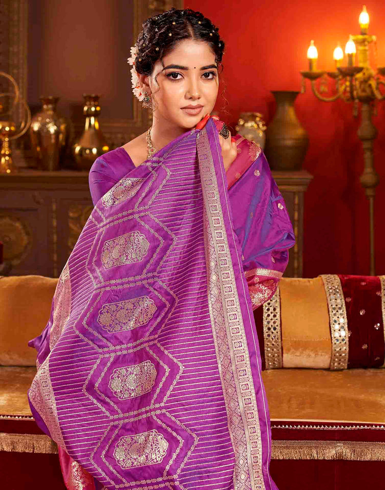 Purple Silk Woven Banarasi Saree