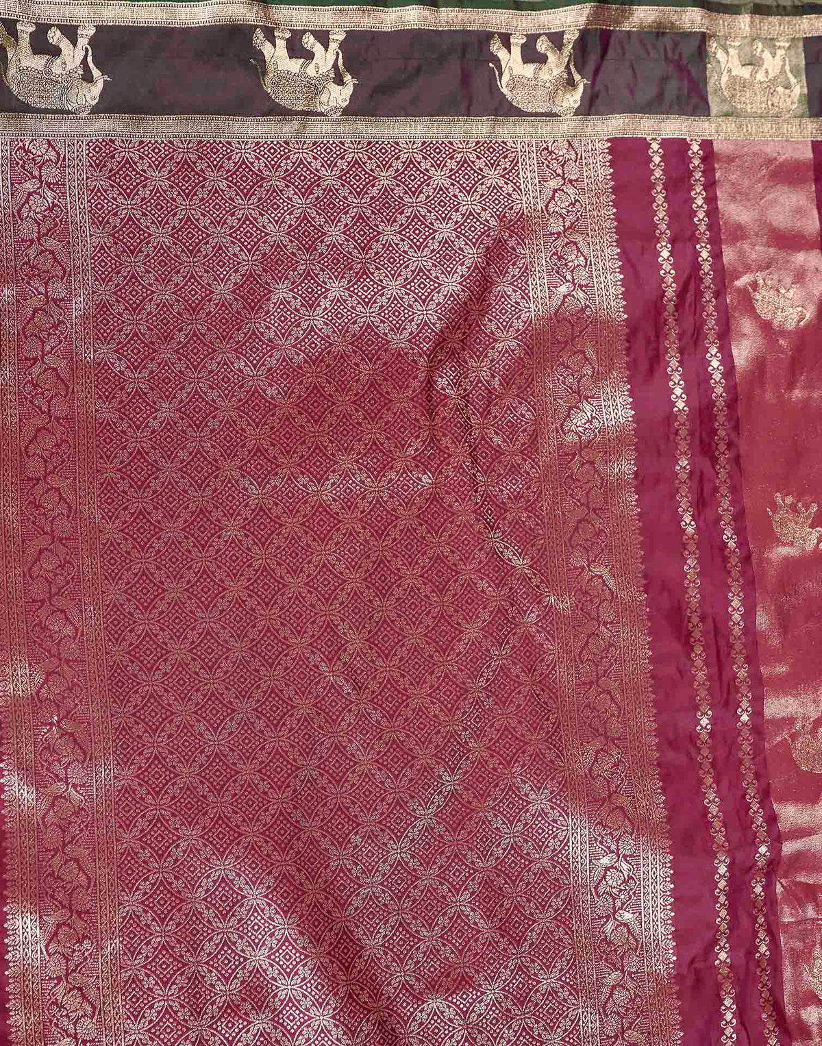 Wine Silk Woven Banarasi Saree