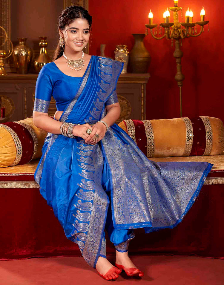 Royal Blue Silk Woven Banarasi Saree
