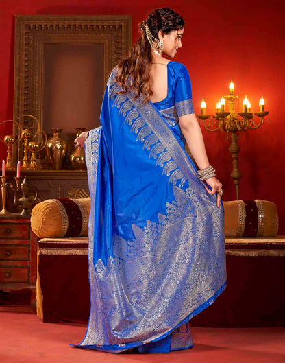 Royal Blue Silk Woven Banarasi Saree