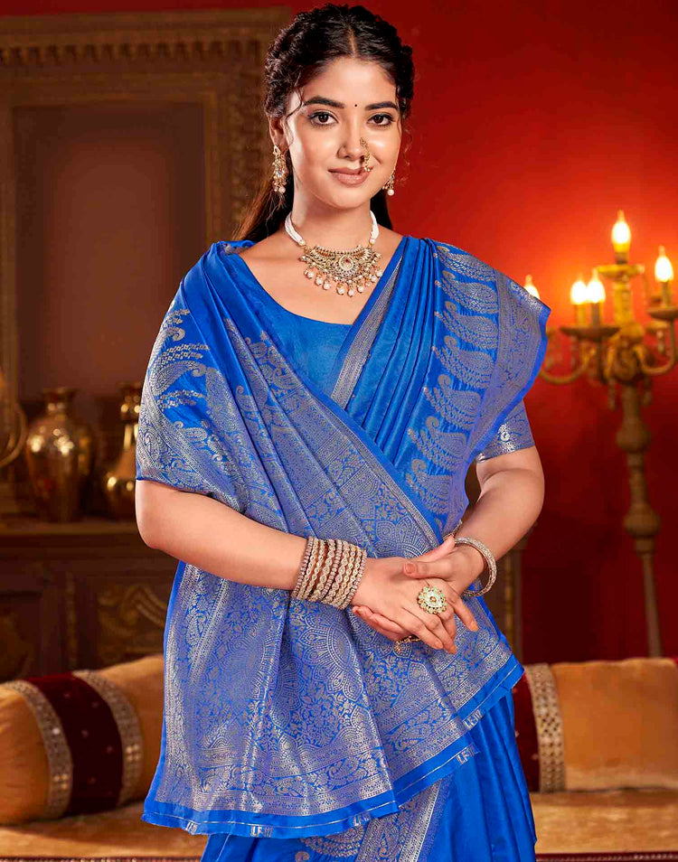 Royal Blue Silk Woven Banarasi Saree