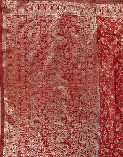 Deep Red Silk Woven Banarasi Saree