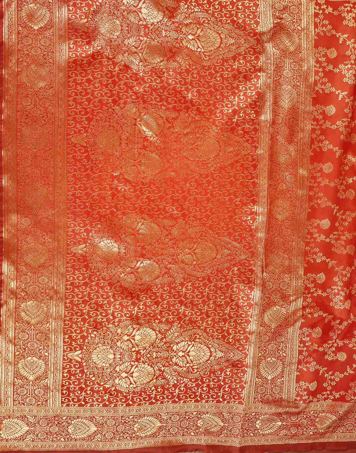 Vermilion Red Silk Woven Banarasi Saree