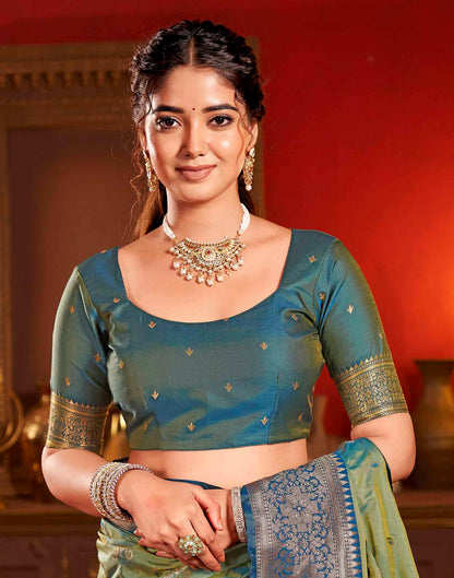 Moss Green Silk Woven Banarasi Saree