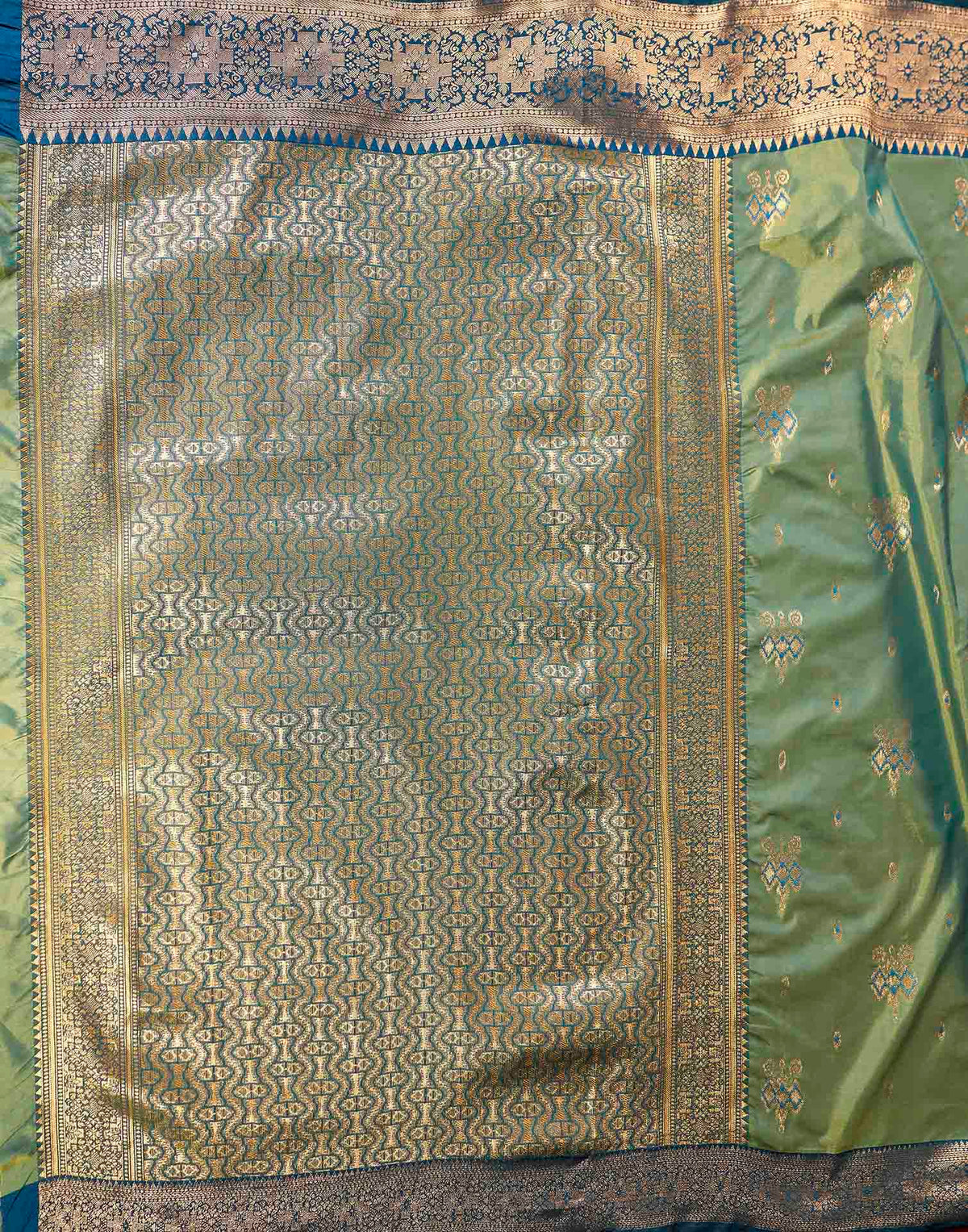Moss Green Silk Woven Banarasi Saree