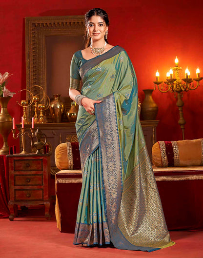 Moss Green Silk Woven Banarasi Saree