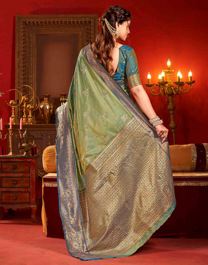 Moss Green Silk Woven Banarasi Saree