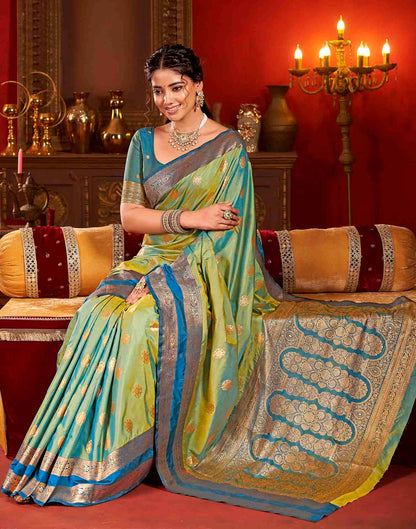 Moss Green Silk Woven Banarasi Saree