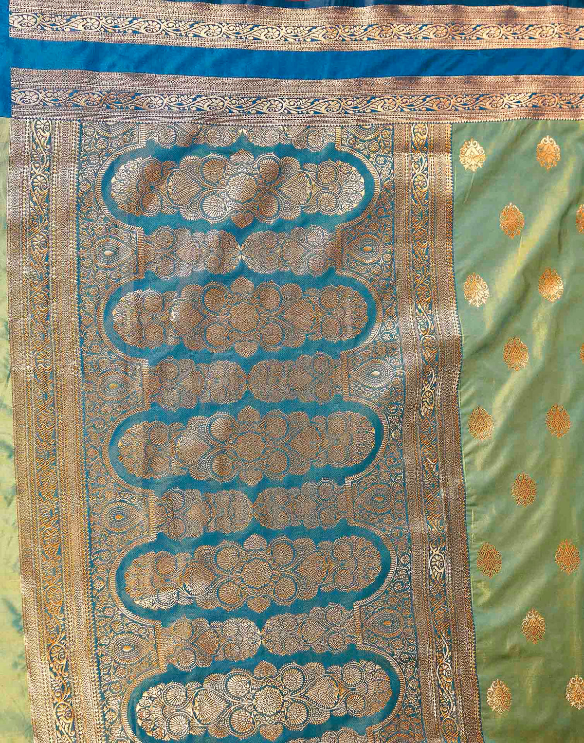 Moss Green Silk Woven Banarasi Saree