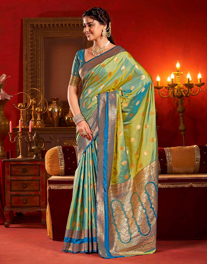 Moss Green Silk Woven Banarasi Saree