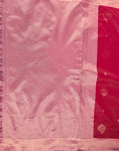 Magenta Silk Woven Zari Stripe Saree