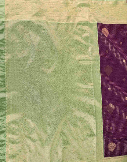 Purple Silk Woven Zari Stripe Saree
